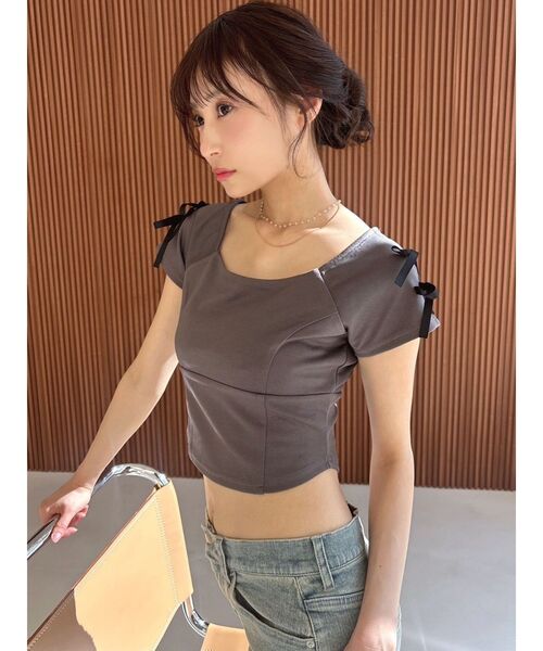 RESEXXY（リゼクシー） tシャツ スクエアカットショルダーリボン