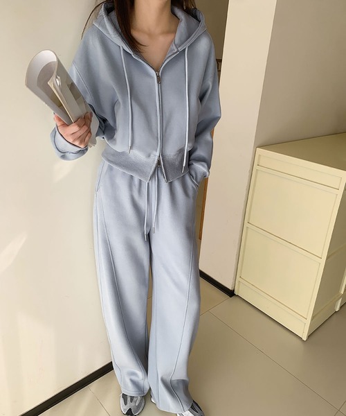 LOWO セットアップ スウェットパーカー カーブパンツ セットアップ