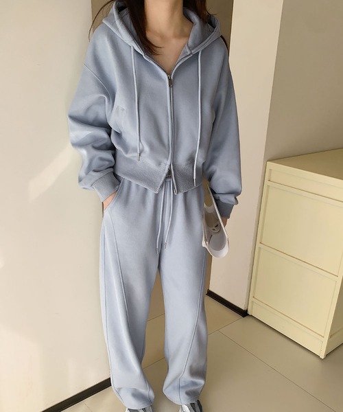 LOWO セットアップ スウェットパーカー カーブパンツ セットアップ