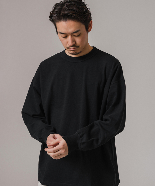 新品‼️ MOVB Real Silky Cotton ロングTシャツ ブラック Real Silky Cotton Jersey ジャケットフィット ロングTシャツ