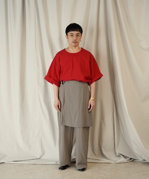 Aphlotus ワイドパンツ パンツ アシンメトリー レイヤード デザイン