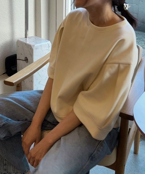 トレーナー スウェット 半袖パフスリーブスウェット／half sleeve puff sweat(aki select) クルーネック シンプル 大人
