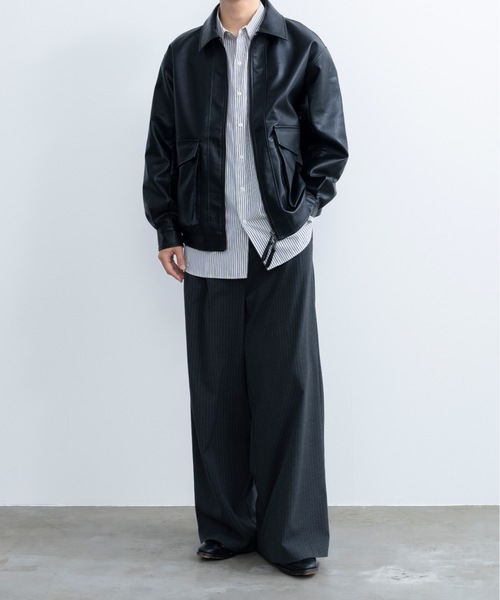 SINSSスラックス SINSS スラックス Center press two tuck wide straight slacks