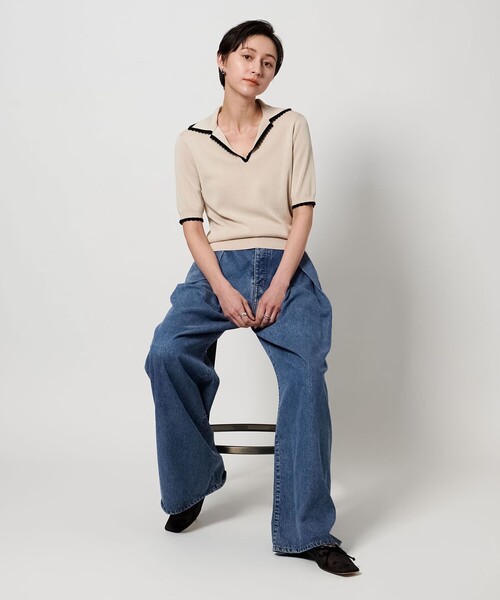 UNITED ARROWS ニット セーター スカラップ セーラーカラー