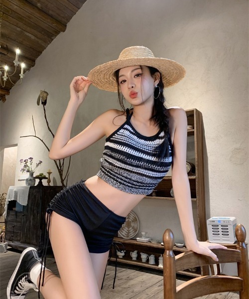 DEVICE（デバイス） 水着 レディース水着 ボーダー ハイウエスト