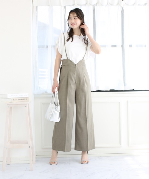 fifth パンツ 「田中亜希子セレクト」麻調サスペンダー付パンツ