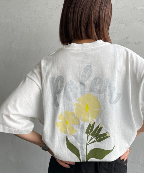 tシャツ 「POLeR/ポーラー」 別注 POPPY フラワーバックプリント ショートスリーブTシャツ レディース メンズ