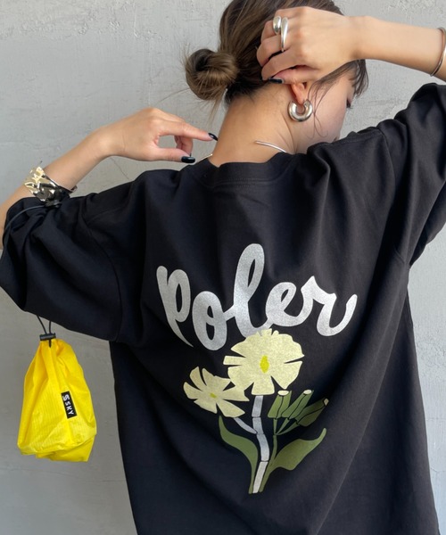 tシャツ 「POLeR/ポーラー」 別注 POPPY フラワーバックプリント ショートスリーブTシャツ レディース メンズ POLeR tシャツ 「POLeR/ポーラー」 別注 POPPY フラワーバック