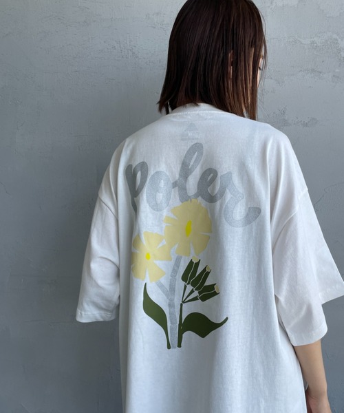 POLeR tシャツ 「POLeR/ポーラー」 別注 POPPY フラワーバック
