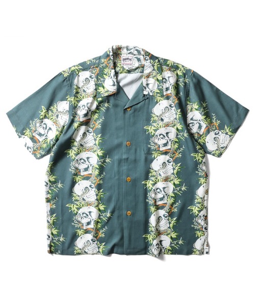 【HOUSTON】アロハシャツ/骸骨デザイン/Lサイズ/超美品❗️ HOUSTON シャツ アロハシャツ(骸骨) メンズ レディース