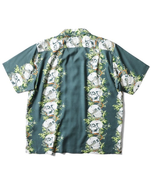 HOUSTON アロハシャツ 髑髏 スカル ギター ハイビスカス レーヨン BK HOUSTON アロハシャツ 髑髏 スカル ギター ハイビスカス レーヨン BK