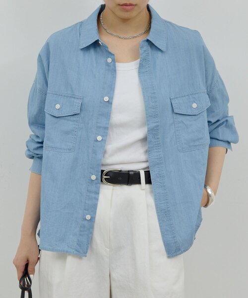 ブラウス シャツ クロップドデニムシャツ レディース