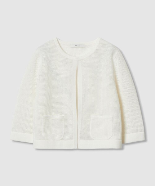 ANAYI - 美品 ANAYI アナイ シルク サマーニット半袖カーディガン 38 美品 ANAYI アナイ シルク サマーニット半袖カーディガン 38