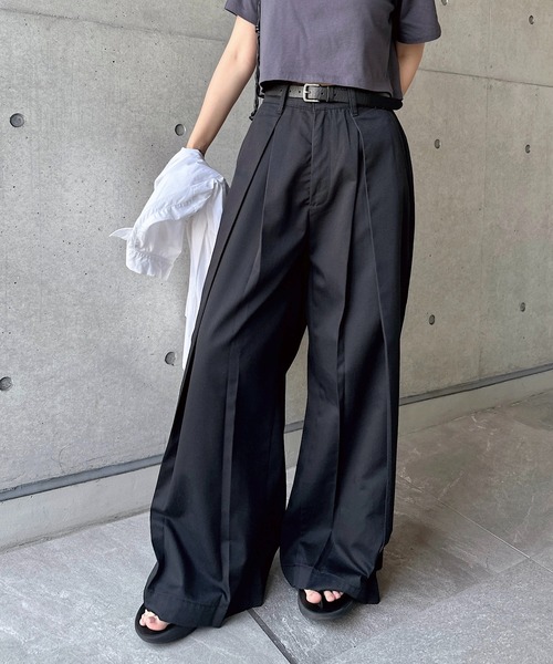 メゾンエウレカ　ワイドチノパンツ 黒 レディース MAISON EUREKA（メゾンエウレカ）の「【MAISON EUREKA(メゾン