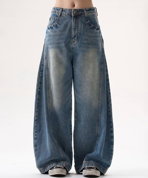 [即完売] soerte バギーワイドデニム　サイズ1 WESTBOY ジーンズ ヴィンテージ加工バギーデニムパンツ バレル