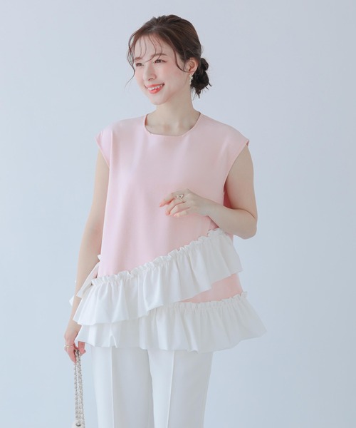 Fit more（フィットモア） アシンメトリーフリルトップス レディース