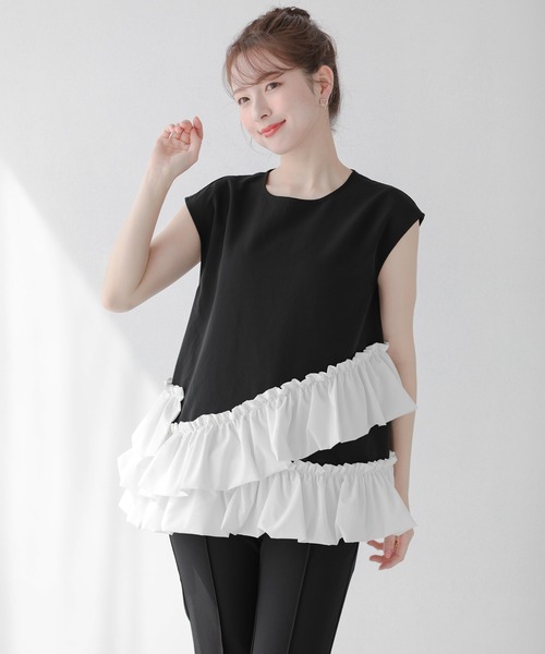 Fit more（フィットモア） アシンメトリーフリルトップス レディース