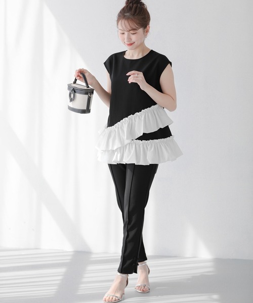 Fit more（フィットモア） アシンメトリーフリルトップス レディース