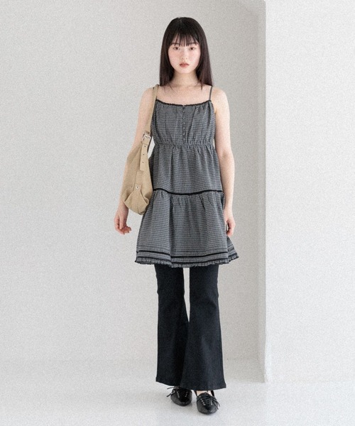 Heather（ヘザー） ワンピース レースフリルキャミミニワンピース