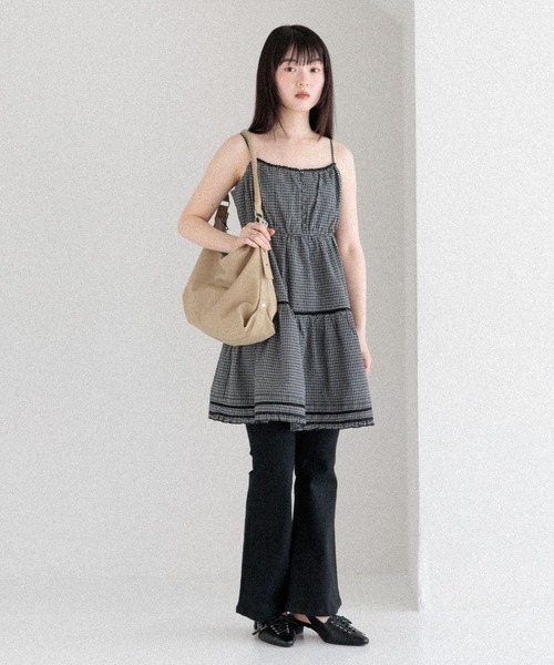 Heather ベロアフリルキャミミニワンピース Heather｜ベロアフリル