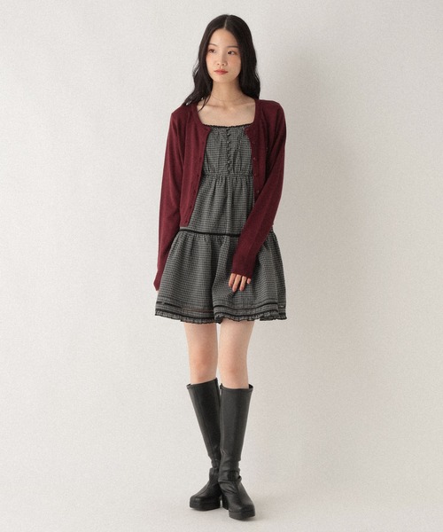 Heather（ヘザー） ワンピース レースフリルキャミミニワンピース