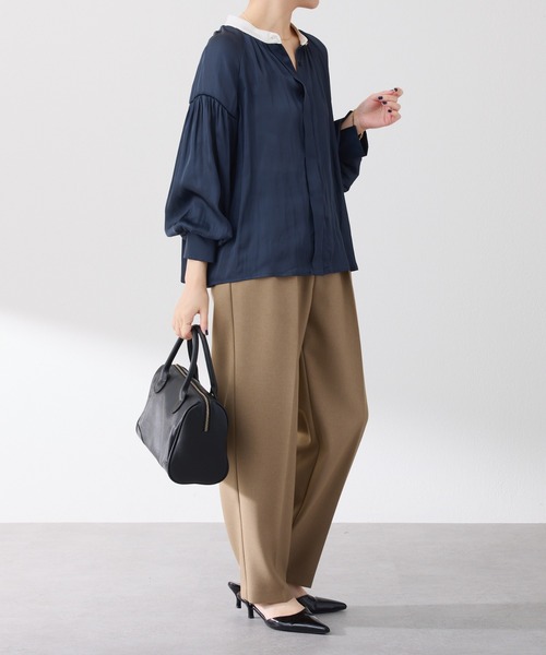 COLLAGE GALLARDAGALANTE パウダーサテンブラウス COLLAGE GALLARDAGALANTE ブラウス シャツ 配色サテンブラウス