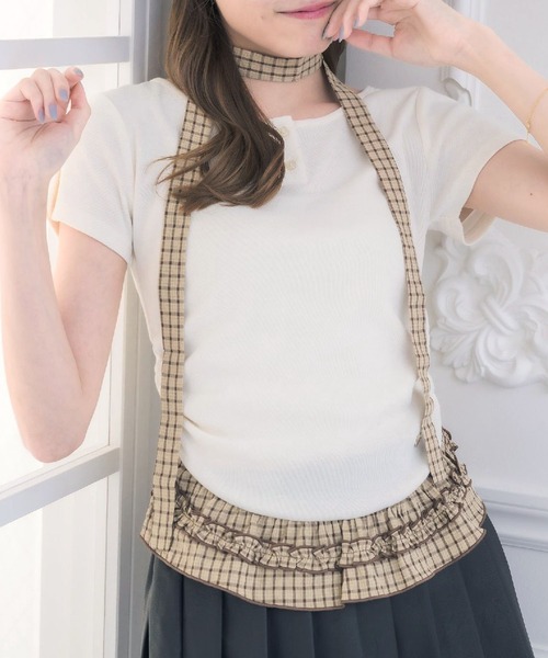 Emsexcite（エムズエキサイト） tシャツ チェック柄裾フリルCT