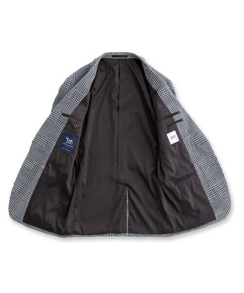 ジャケット テーラードジャケット グレンチェックプリント ジャージ ジャケット メンズの画像