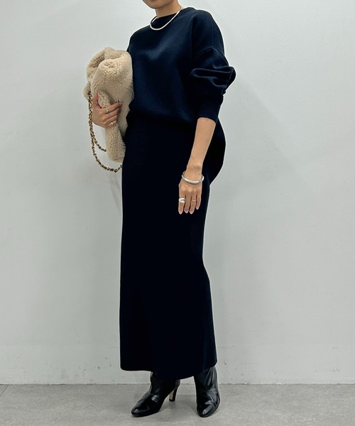 「LOUNGEDRESS」 長袖ニット FREE ネイビー レディース_画像4