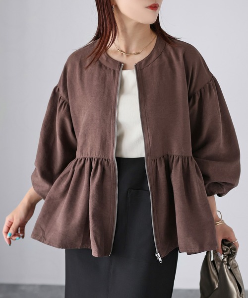 タグ付✨24AW✨ノーカラースウェードジャケット リエルリシェ Riberry（リベリー） ジャケット ノーカラージャケット ノーカラー