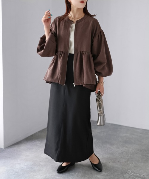 BURBERRYLONDON ペプラムジャケット ノーカラー 42 ノバチエック Riberry（リベリー） ジャケット ノーカラージャケット ノーカラー