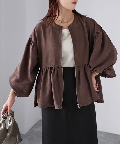 タグ付✨24AW✨ノーカラースウェードジャケット リエルリシェ Riberry（リベリー） ジャケット ノーカラージャケット ノーカラー