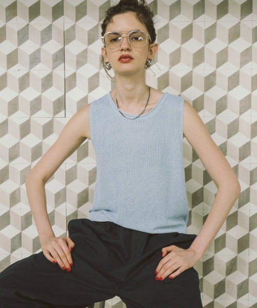 「HANNE」 ノースリーブニット FREE ブラック レディース_画像3