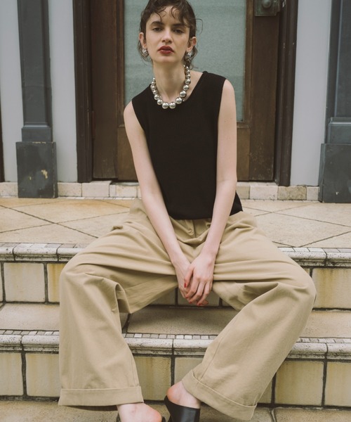 「HANNE」 ノースリーブニット FREE ブラック レディース_画像4