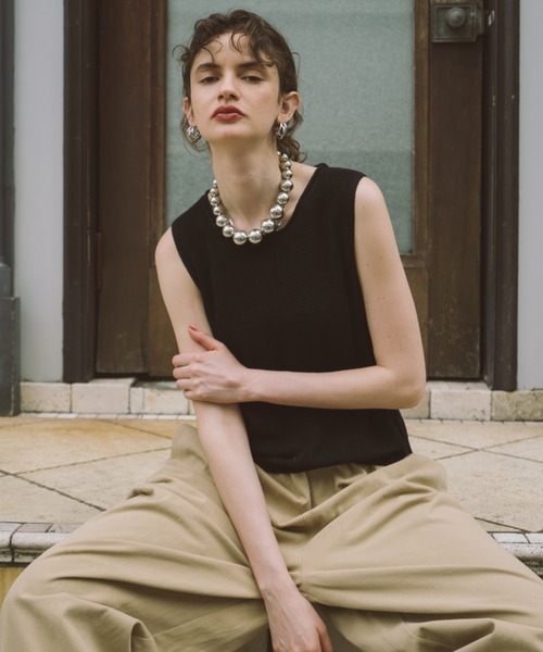 「HANNE」 ノースリーブニット FREE ブラック レディース_画像7