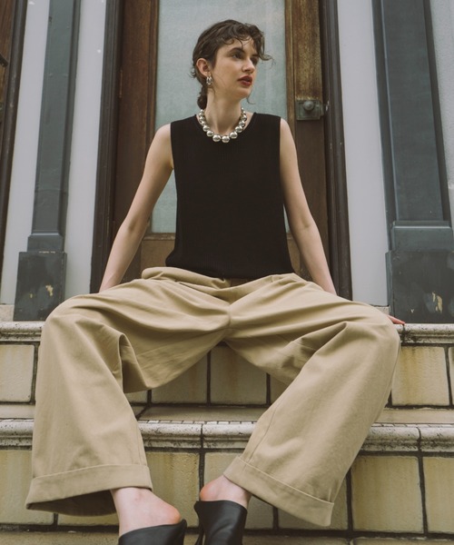 「HANNE」 ノースリーブニット FREE ブラック レディース_画像8