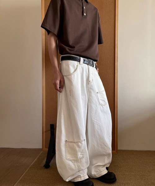 ジーンズ ワイドホワイトデニムパンツ メンズ : ZOZOTOWN Yahoo!店