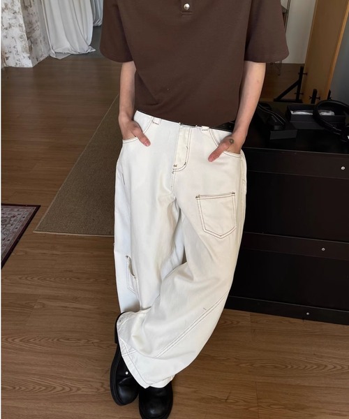 ジーンズ ワイドホワイトデニムパンツ メンズ : ZOZOTOWN Yahoo!店