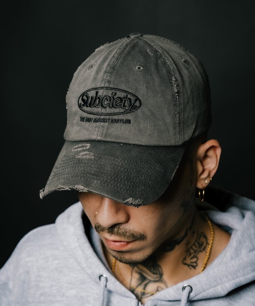 Subciety（サブサエティ） キャップ 帽子 メンズ Damaged low cap