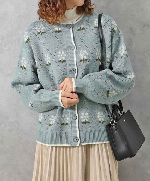 Bleu Bleuet（ブルーブルーエ） カーディガン le petale フラワー