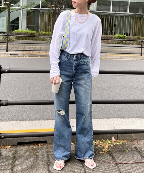 「SHENERY」 長袖カットソー FREE オフホワイト レディース_画像2