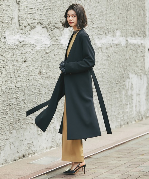 「SMILE ORCHID」 ノーカラーコート M ブラック レディース_画像4