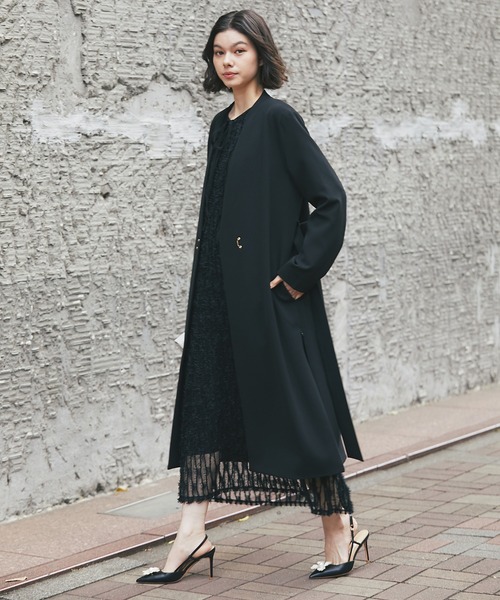 「SMILE ORCHID」 ノーカラーコート M ブラック レディース_画像7