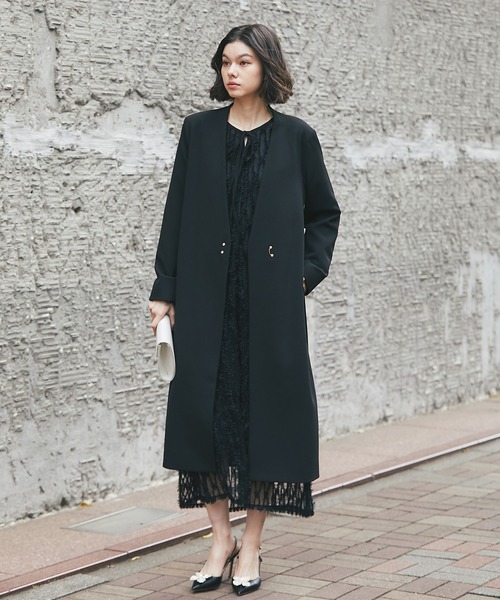 「SMILE ORCHID」 ノーカラーコート M ブラック レディース_画像8