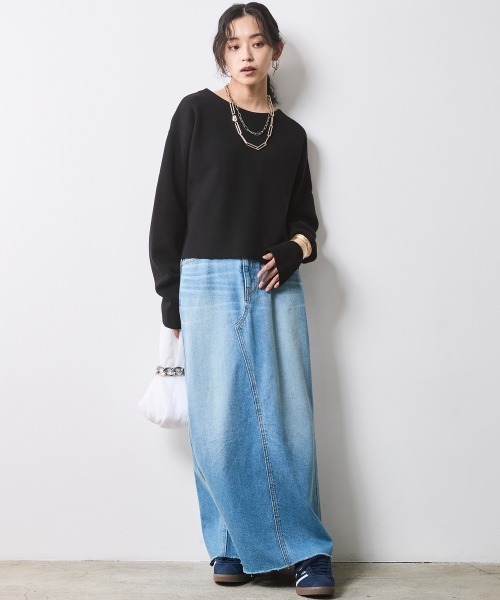 「CHIC STYLE」 デニムスカート M ライトブルー レディース_画像4