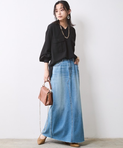 「CHIC STYLE」 デニムスカート M ライトブルー レディース_画像6