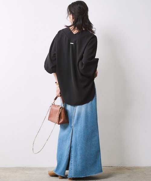 「CHIC STYLE」 デニムスカート M ライトブルー レディース_画像8