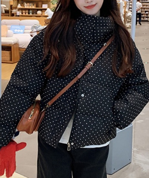 おしゃれスタ コート アウター ドット中綿ジャケット レディース