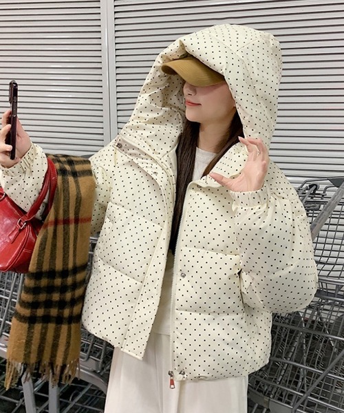 おしゃれスタ コート アウター ドット中綿ジャケット レディース 