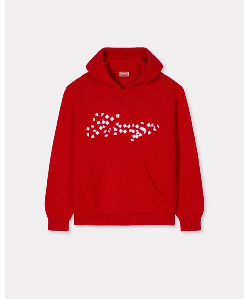 パーカー 'KENZO Winter Holidays' エンブロイダリー フーディー カーディガン イン コットン ＆ ウール メンズの画像